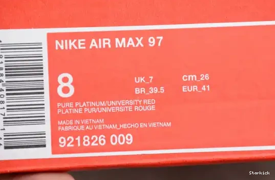 97 UNIVERSITY MAX 921826-009 NIKE RED AIR 0620